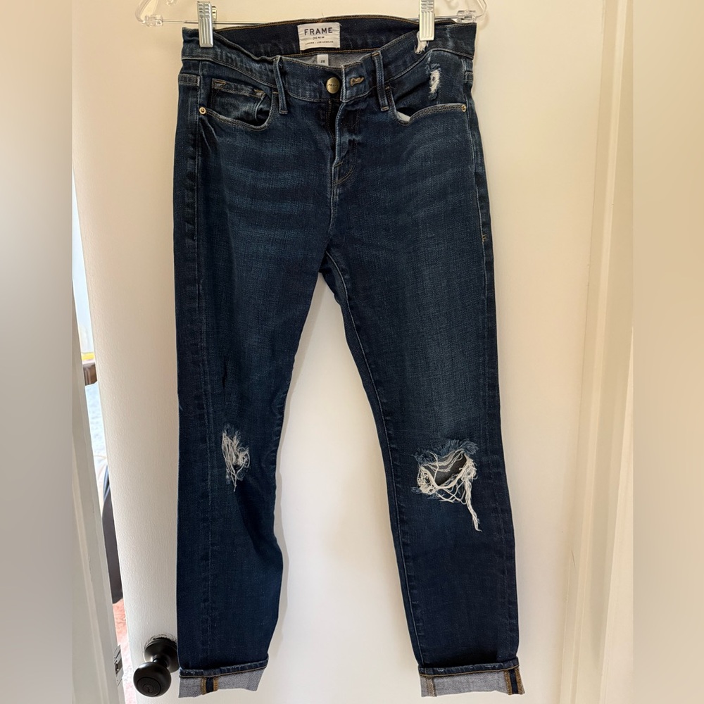 Frame Denim Women's Dark Blue Distressed Jeans